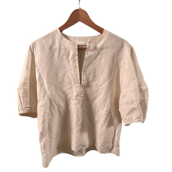 Chloé Linen And Silk Canvas Top In White 2021 Never Worn - Picture 8 of 9